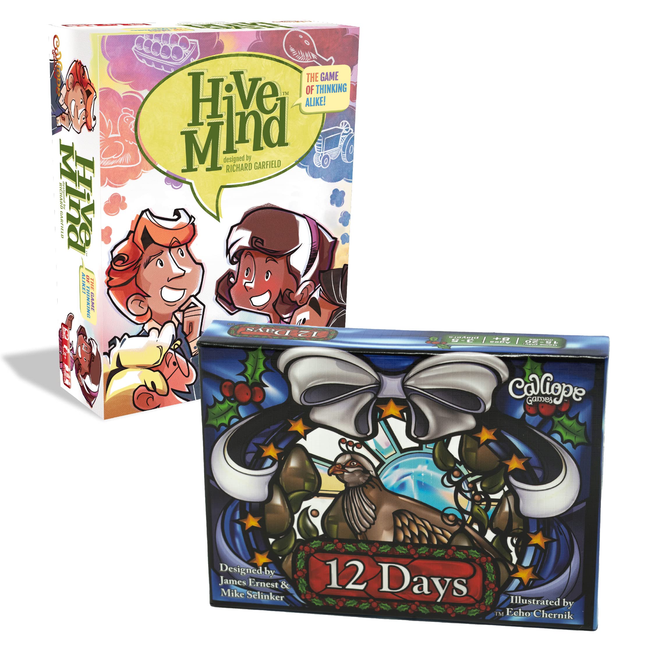 Calliope Games Hive Mind Family Fun Game find Out How Well You Think Alike and with Bonus 12 Days of Christmas Card Game