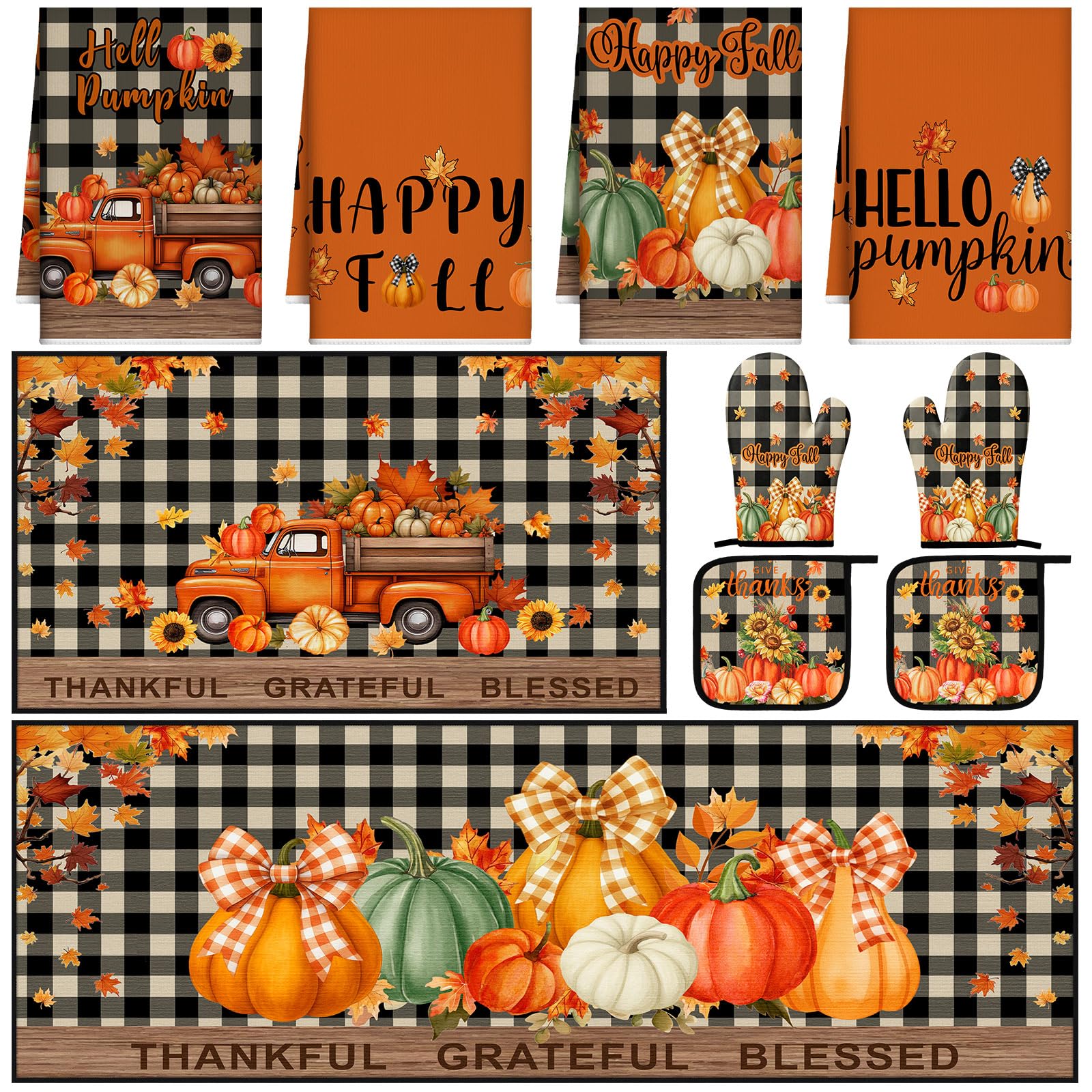 Fall Pumpkin Kitchen Decor Set - 10 Pcs -9