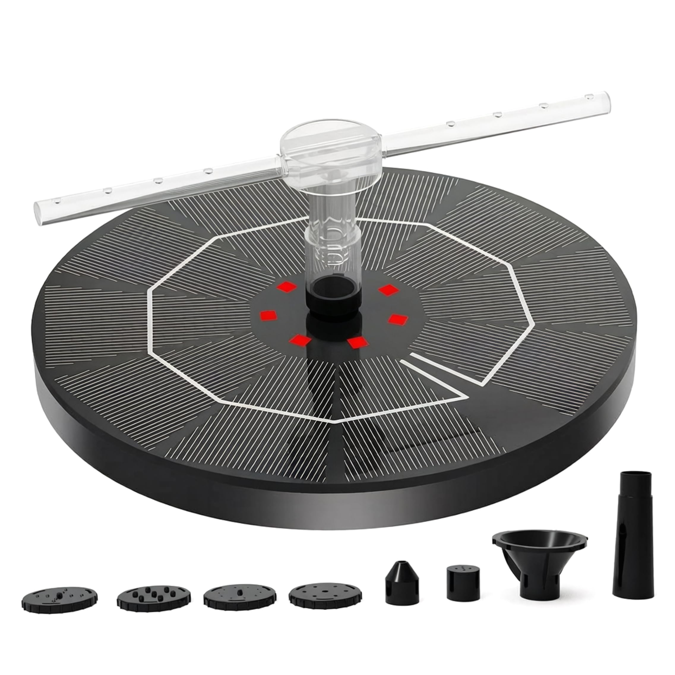 Fontaine solaire de 6,30 pouces avec lumières LED flottantes