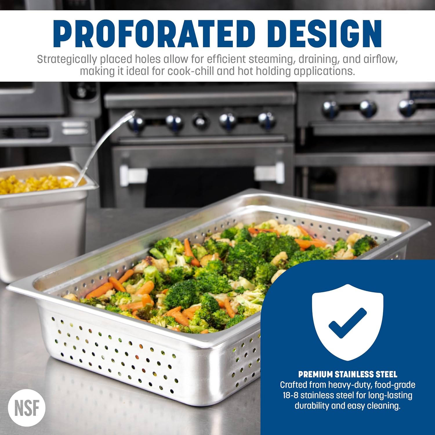 Carlisle FoodService Products Durapan Full Size Stainless Steel Perforated Steam Pan for Catering, Buffets, Restaurants, 4 Inches Deep, Silver