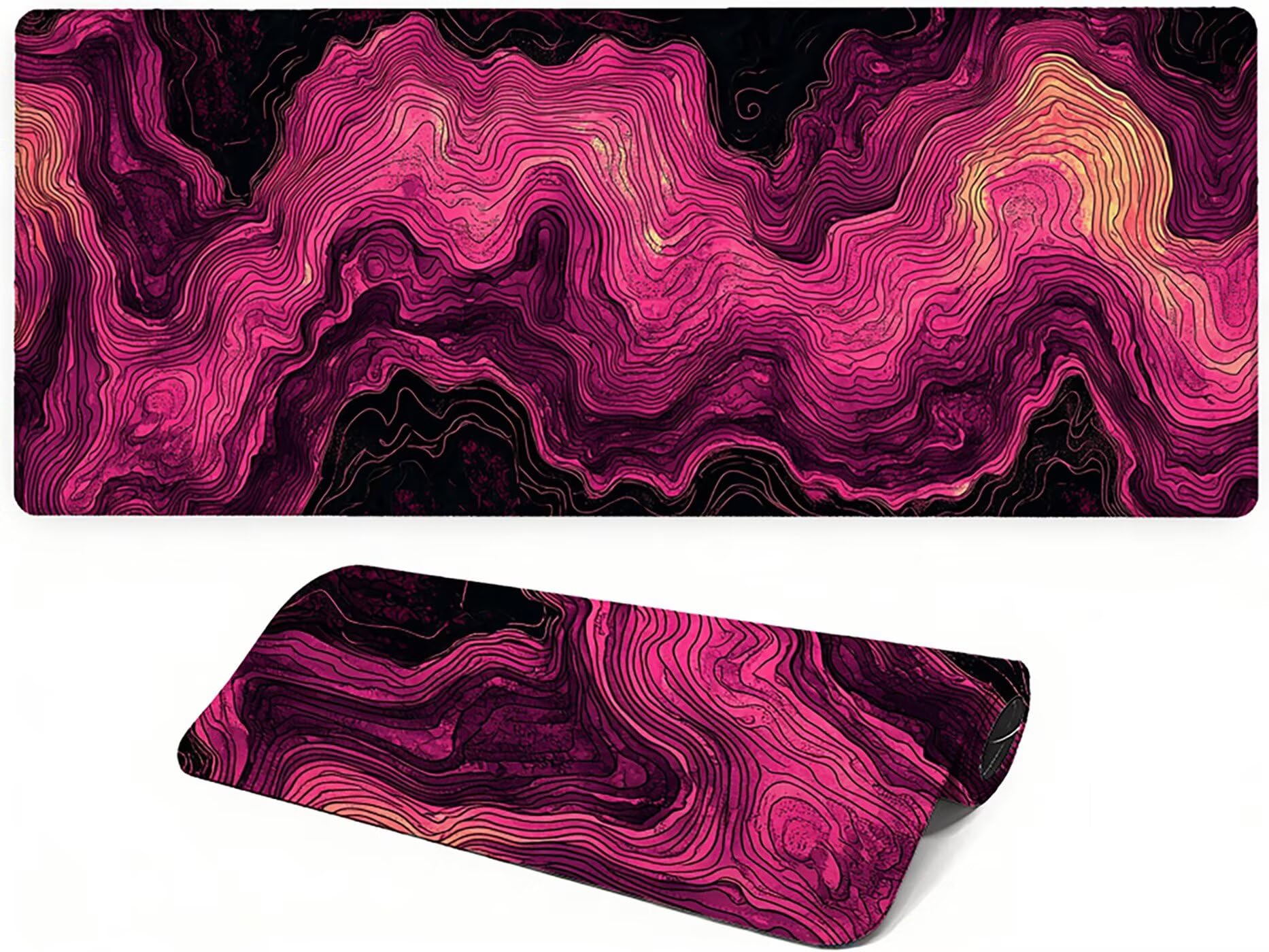 Lpfieonn Rosa Großes Schreibtischunterlage, XXL Schreibtischunterlagen, Schwarz XXL Wasserdicht Gaming Mousepad mit Vernähter Rand und Rutschfeste Gummibasis, für Laptop/Hause/Büro 120x60cm PF-2441