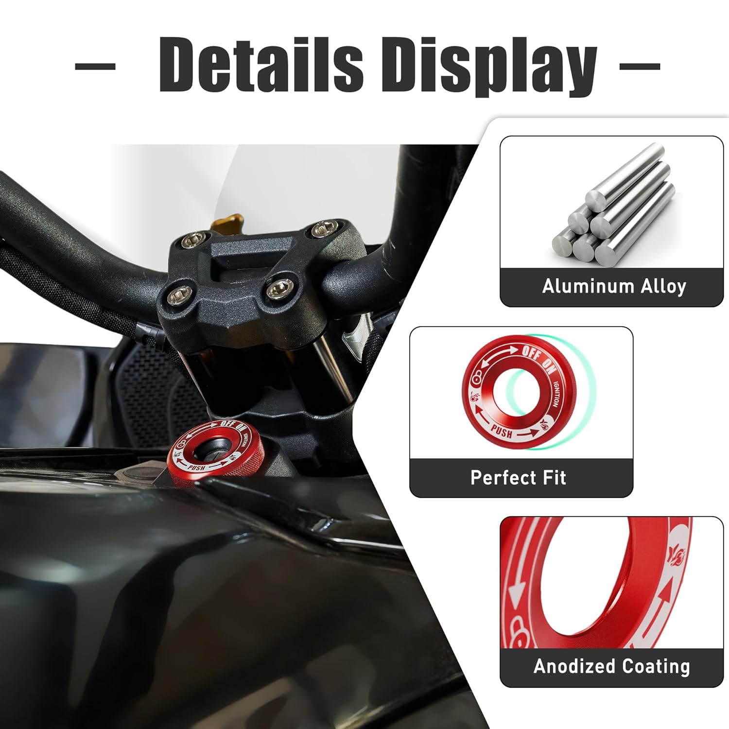 Aluminum Ignition Lock Cylinder Ring Trim Cover for Spyder, Key Holder Keychain Case for Can-Am Spyder 2008-2024