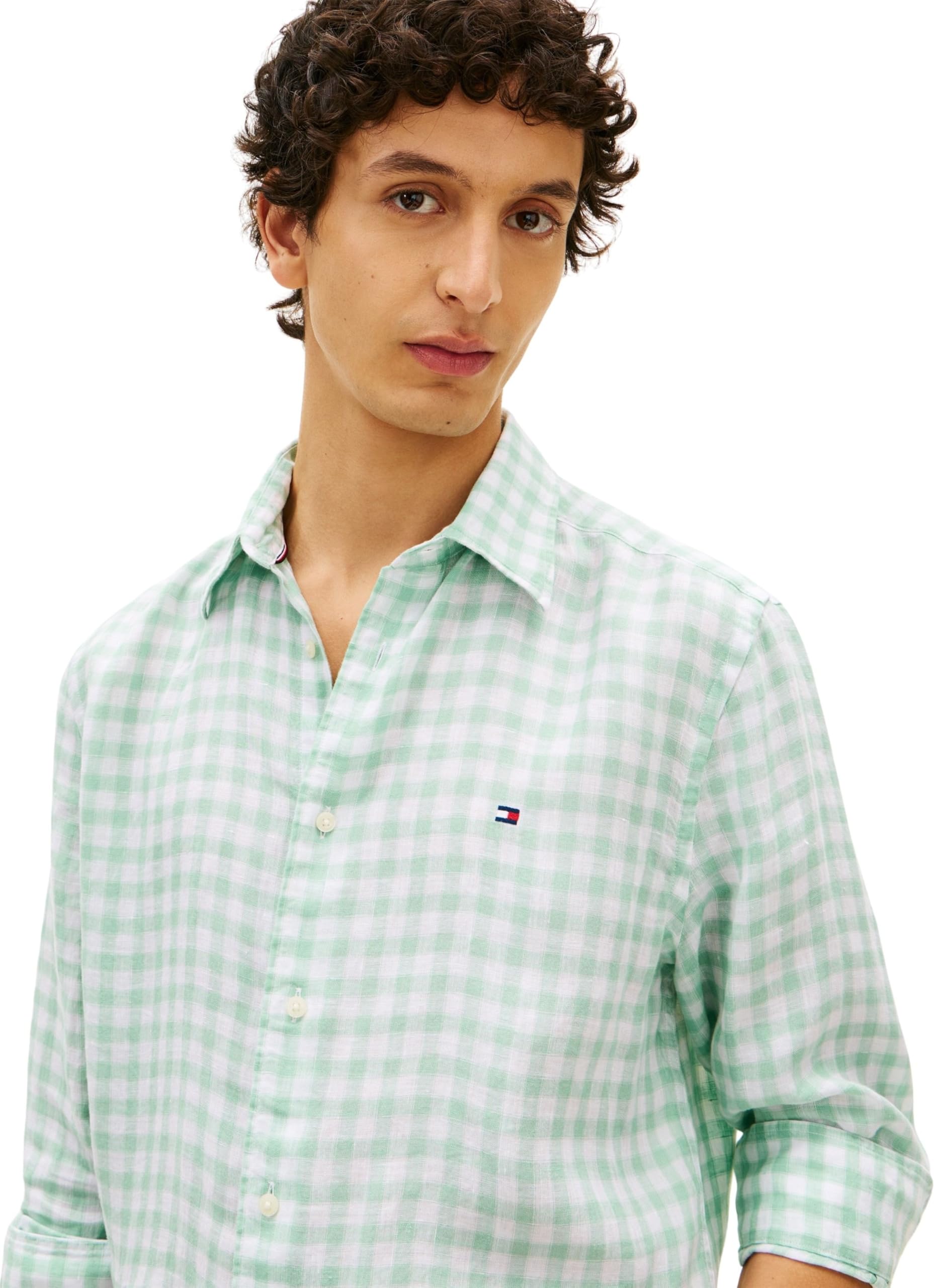 Tommy Hilfiger Linen Essential Gingham RF Shirt Mw0mw42401 Camicia S/S Uomo