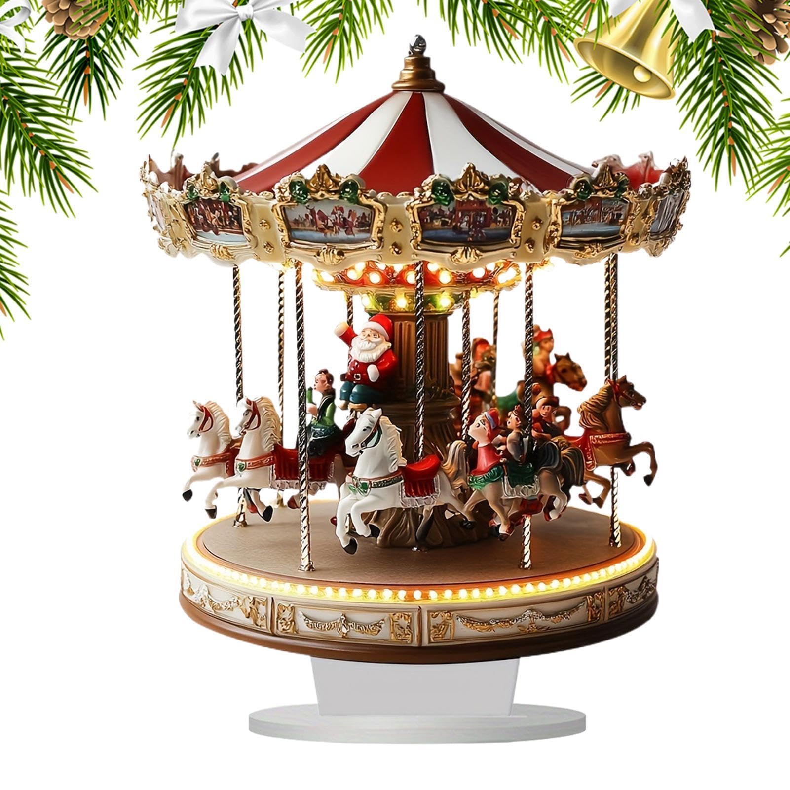 Generic Christmas Carousel, 2D Acrylic Traditional Carousel Scene Holiday Decorations, Christmas Decoration
