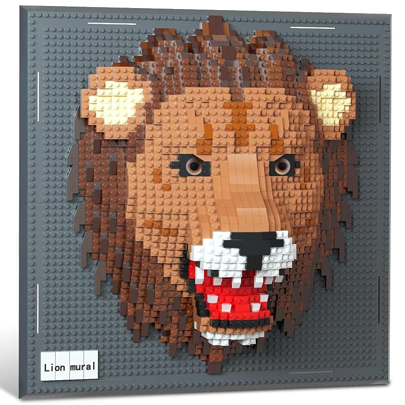 Lion Animal 3D Wall Art Micro Mini Building Blocks Set for Adults, Unique Home Wall Decor or Table Display, No Compatible with Lego, Ideal Birthday Christmas Toy Gift for Teens (2005 PCS)