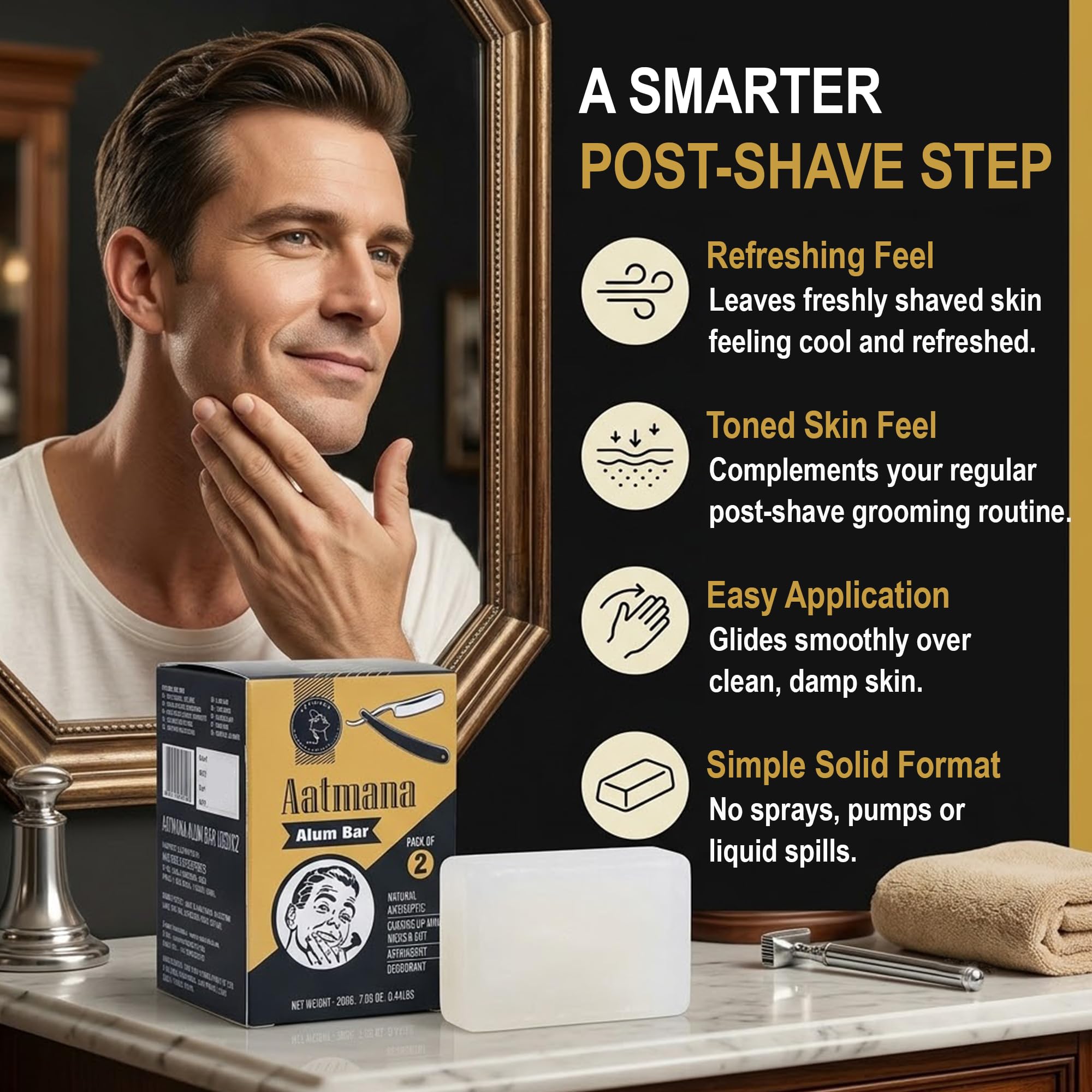 Shaving Alum Bar 100 g | Opakowanie 2 aluminiowych prętów | Premium Quality Potassium Shaving Alum Bars, 3,53oz | No Fragrance | Stops Bleeding Due to Minor Nicks & Cuts After Shaving