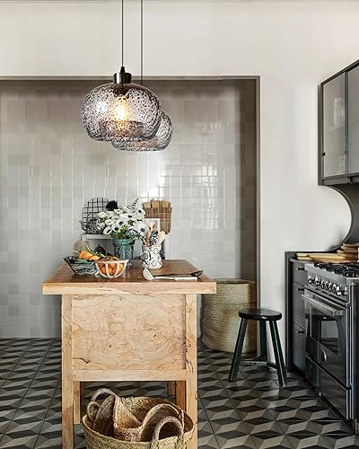 Miniatura 5 de Casamotion - Lámpara de techo colgante de cristal soplado a mano para isla de cocina, casa rural, comedor, zona de bar, sobre fregadero, color