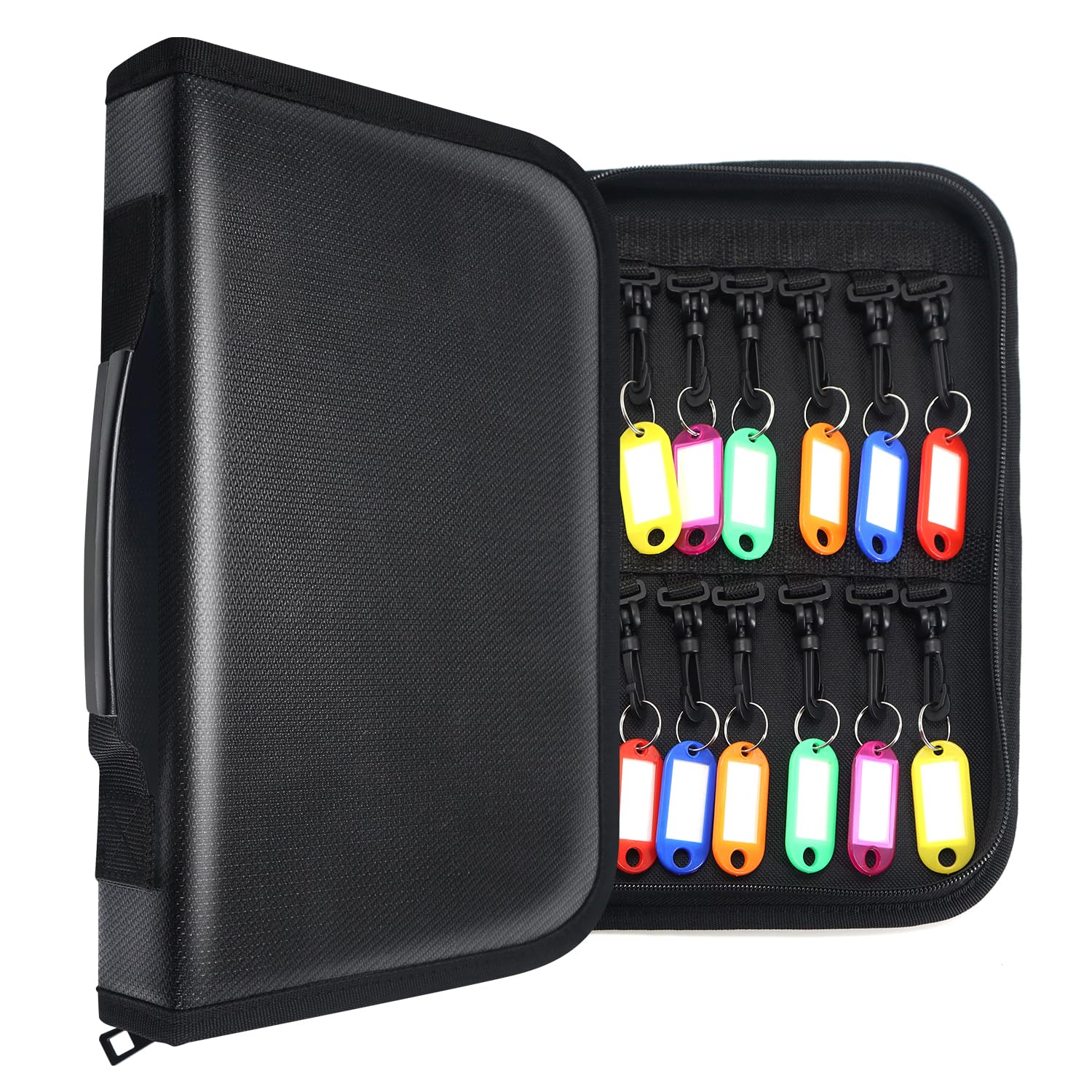 Quctak 24 Key Hooks & Tags Key Storage, Portable Key Organizer with Handle, Zippered Key case for Offices Real Estate Agencies Hotels and Rental