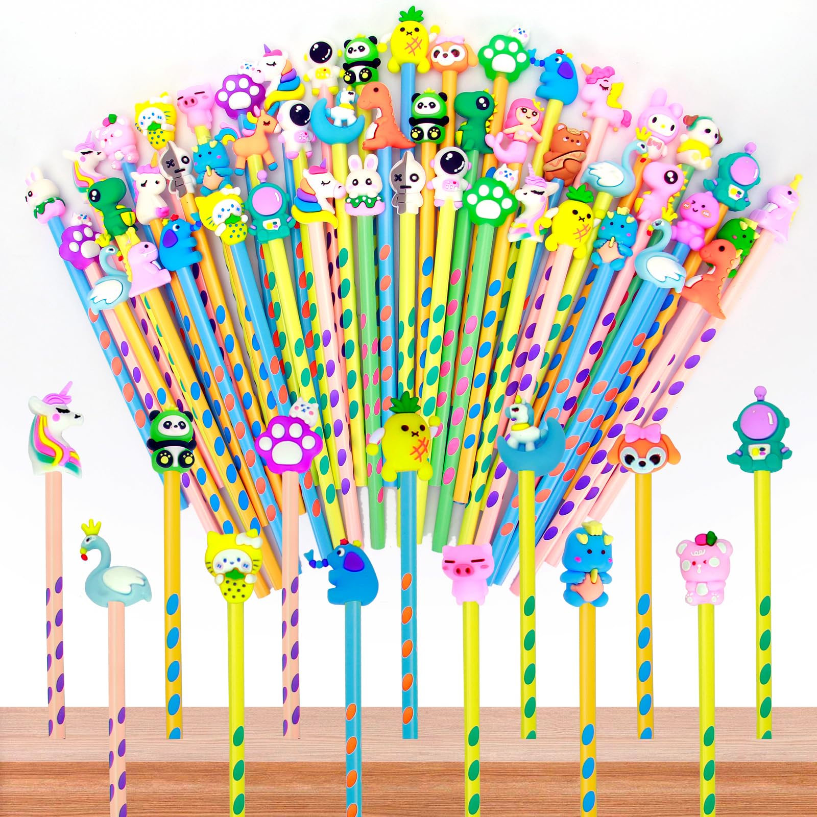 32 Pcs Lápices de Madera, Lapices Regalos Cumpleaños para fiestas, Lapiceros de Grafito Ergonómico, Kawaii Tapa de Animales Lápiz para colegio, bautizo, Detalles Niños Favores, Navidad regalo