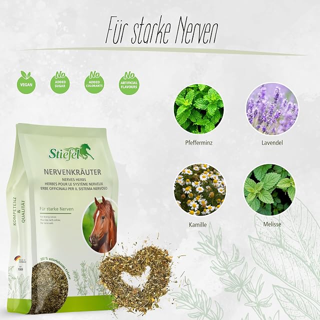 Foto 2 de 5 de Stiefel Hierbas nerviosas para caballos, mezcla de hierbas 100% natural para el estrés