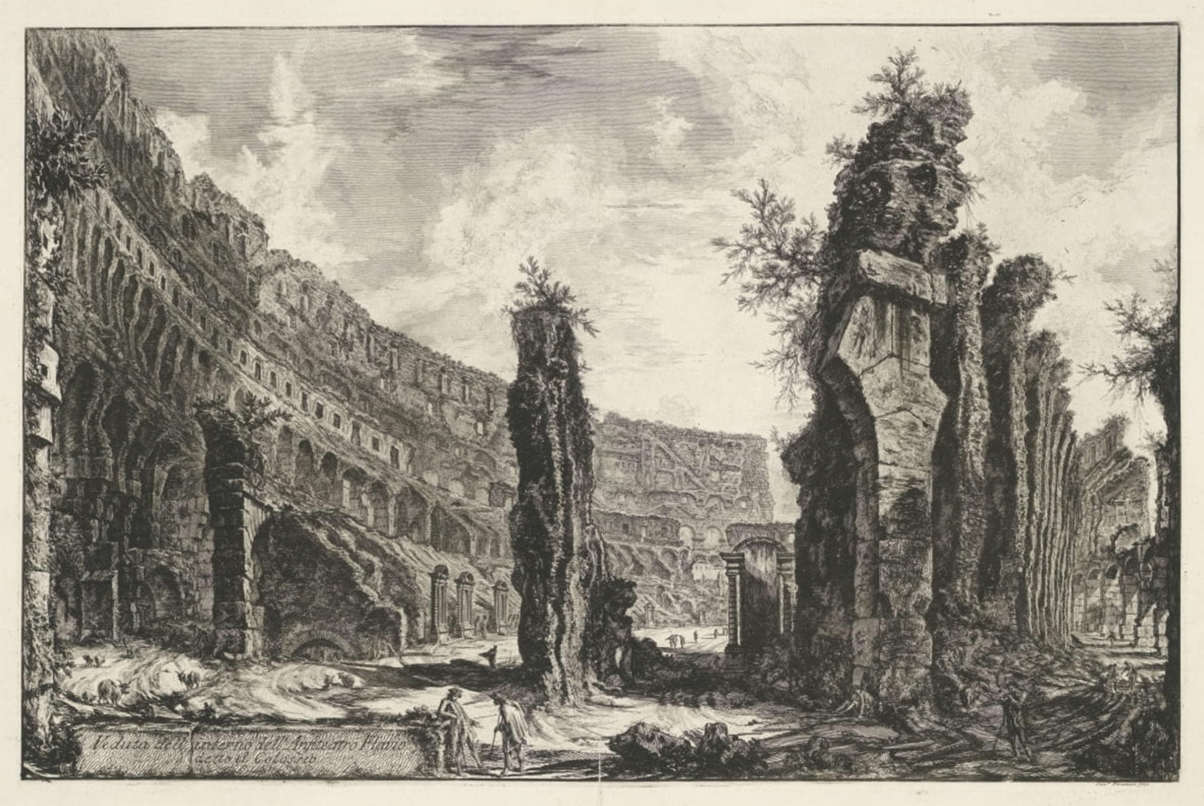 ARTXLXXBN Famous Painting Canvas Artwork Graffiti Print View of the Interior of the Flavian Amphitheater Known As the Colosseum by Battista Piranesi Portrait Canvas Image for Home Decor 60x90cm