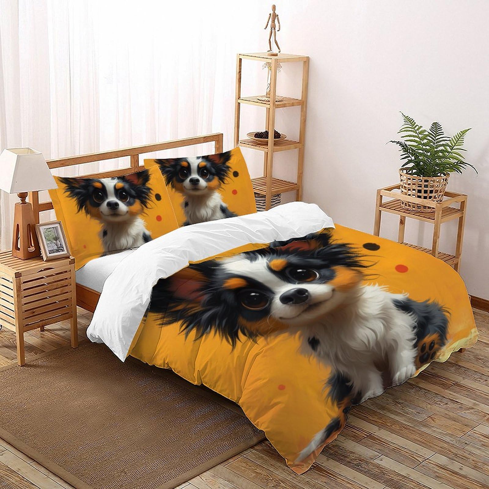 Parure de lit Border Collie avec fermeture éclair pour un enfilage rapide et sans effort