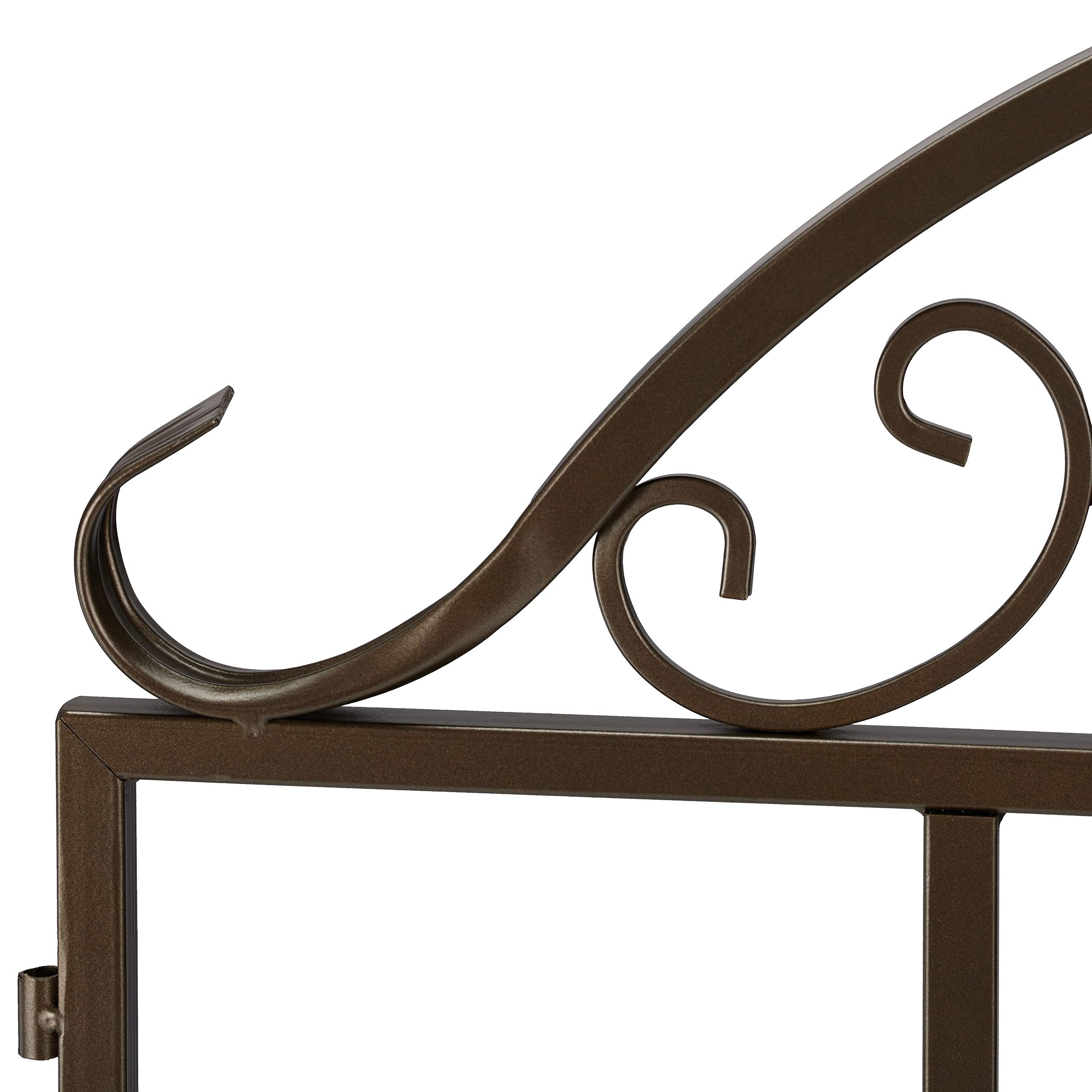 Relaxdays Puerta de Jardín, 3 Piezas, Acero, Adornos de Arabescos, 2 Paneles Laterales de Verja, 98,5 x 185 cm, Bronce