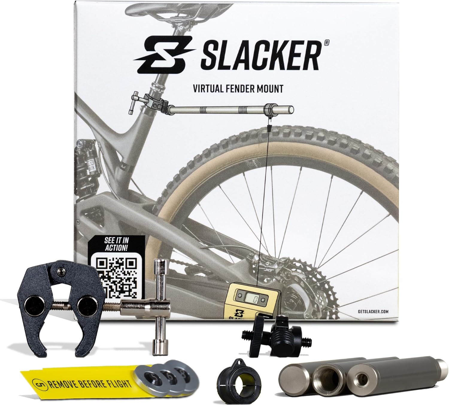 Slacker Virtual Fender Mount for MTB – Precise 1:1 Rear Axle Sag Measurement Tool – Real-Time Millimeter & Percentage Readings – Universal Seatpost Mount – MTB Accessories for Suspension Tuning