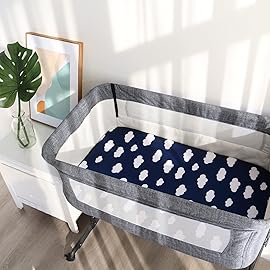 Baby Bassinet Sheets 4 Pack Fit for Larex, Dream On Me Traveler/Skylar/Lotus Bassinet, Semphis, Evolur Stellar, INFANS and Maydolly Bedside Sleeper, Ultra Soft & Skin-Friendly