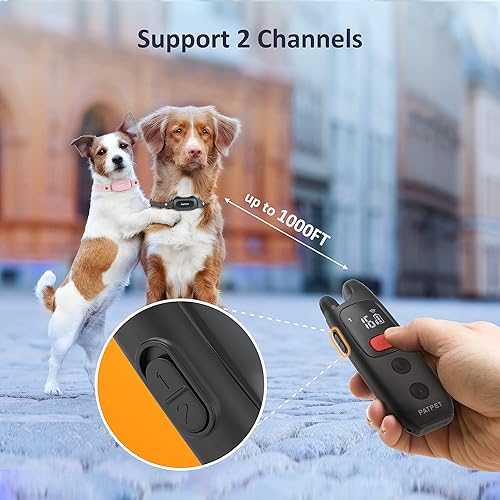 Miniatura 5 de PATPET Collar de choque para perros con control remoto, collar de entrenamiento impermeable para perros pequeños, medianos y grandes con pitido,
