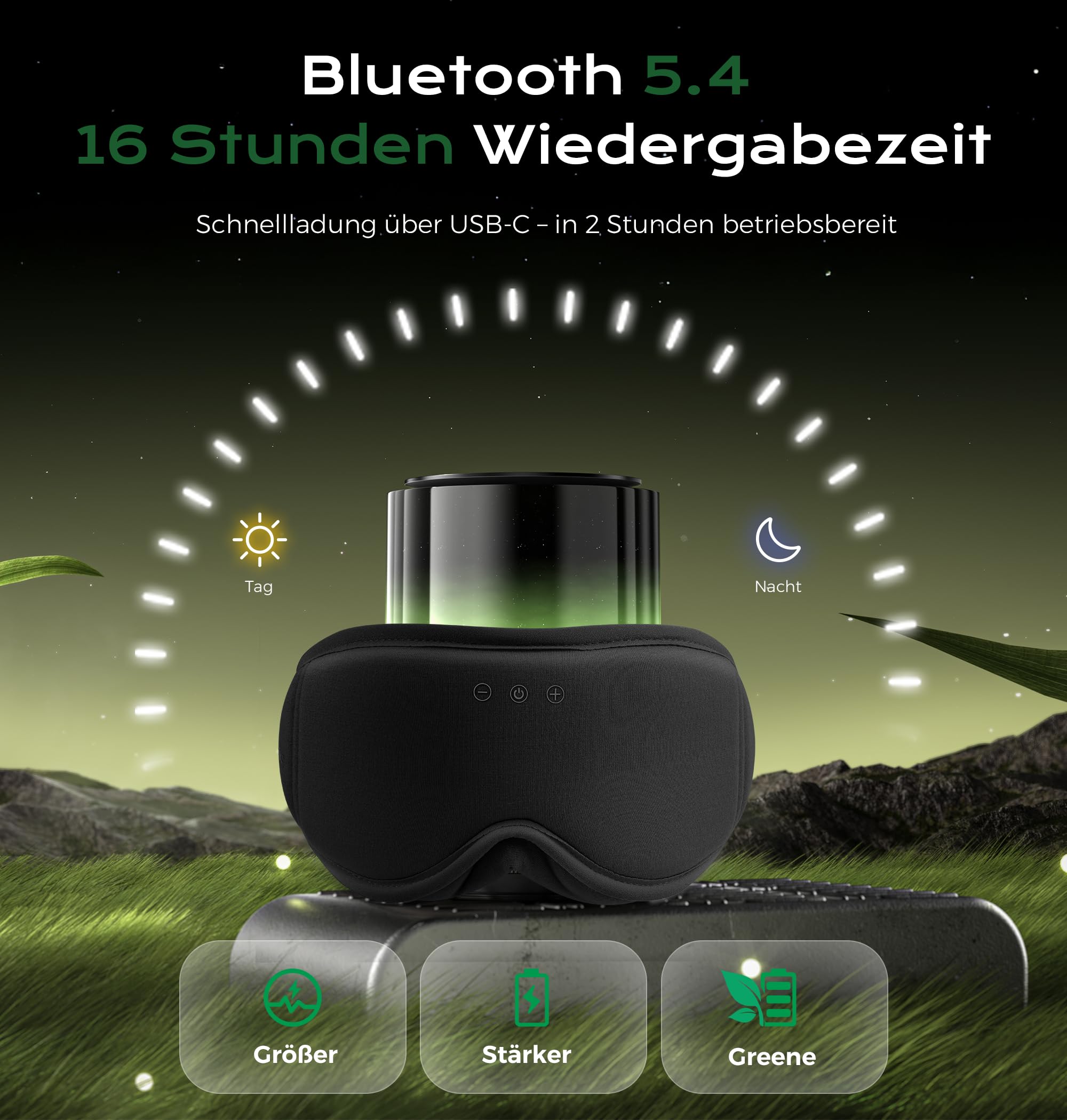 MUSICOZY Masque de sommeil avec écouteurs, 100 % ombre, 3D, masque de sommeil Bluetooth, doux, en coton de bambou bio pour voyage, relaxant, écouteurs Bluetooth 5.4