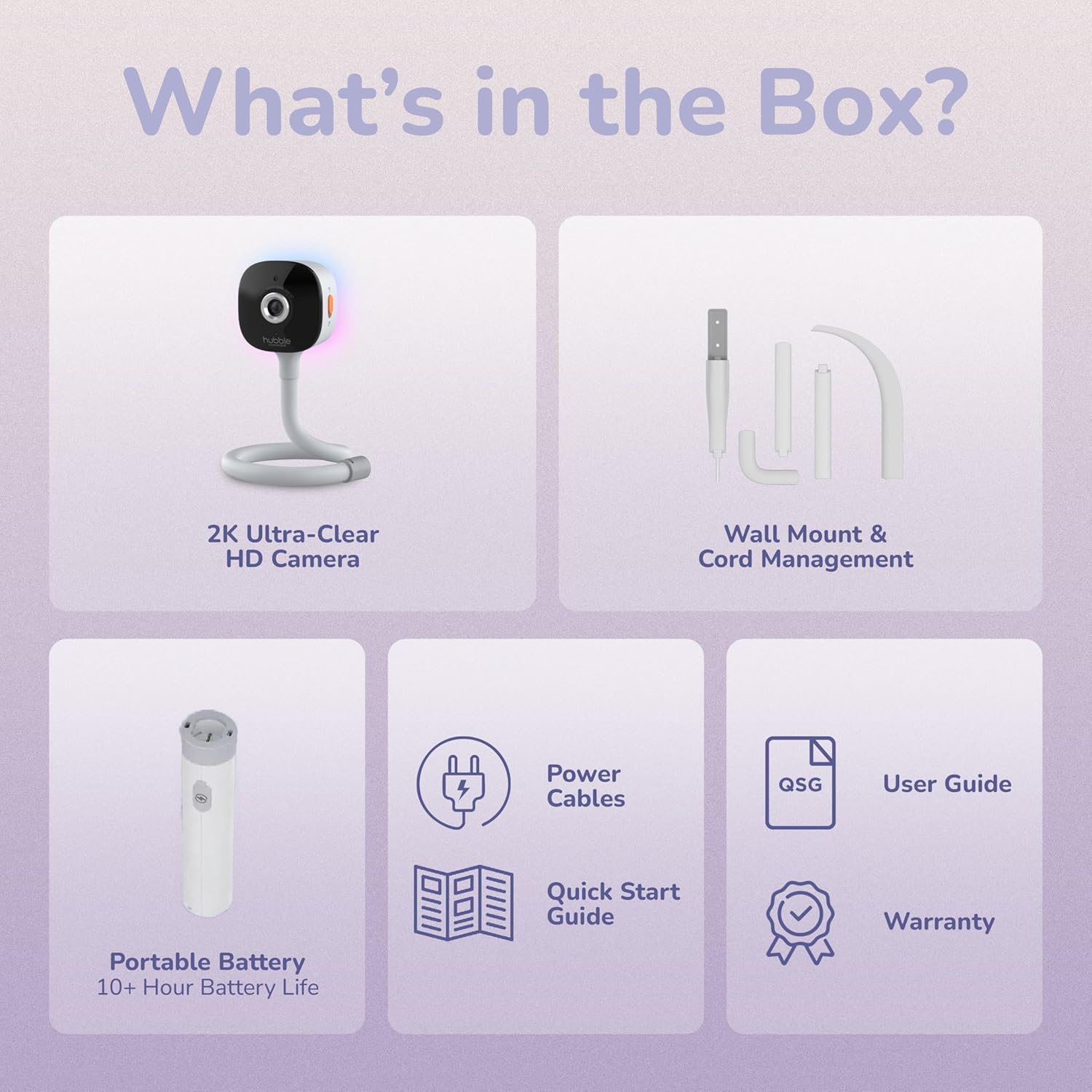 HUBBLE CONNECTED GoBaby AI Portable Baby Monitor — 2K Ultra Clear HD Baby Camera w/Portable Battery, Rollover Detection, True Cry Alerts, Sleep Analytics — Includes Flexible Mount and Power Cables
