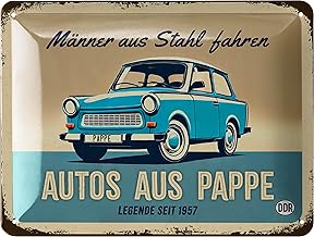Tin Sign Trabant, DDR Gifts for Men, Trabi Gifts, Ossi DDR Products Household, Suitable for DDR Gift Box, 15 x 20 cm