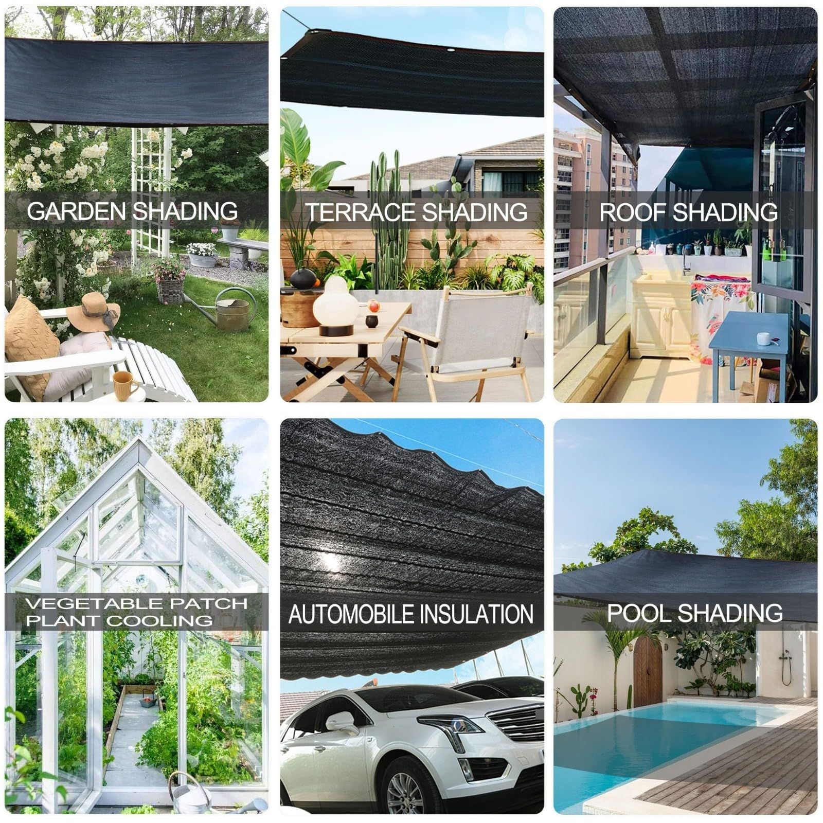 Schattierungsnetz Schattennetz Mit ösen, Sonnenschutznetz Garten Schwarz 6-PIN 80% Leicht und Haltbarkeit Beschattungsnetz Schattiernetz für Gewächshaus Pergola Terrassenüberdachung 2x3M