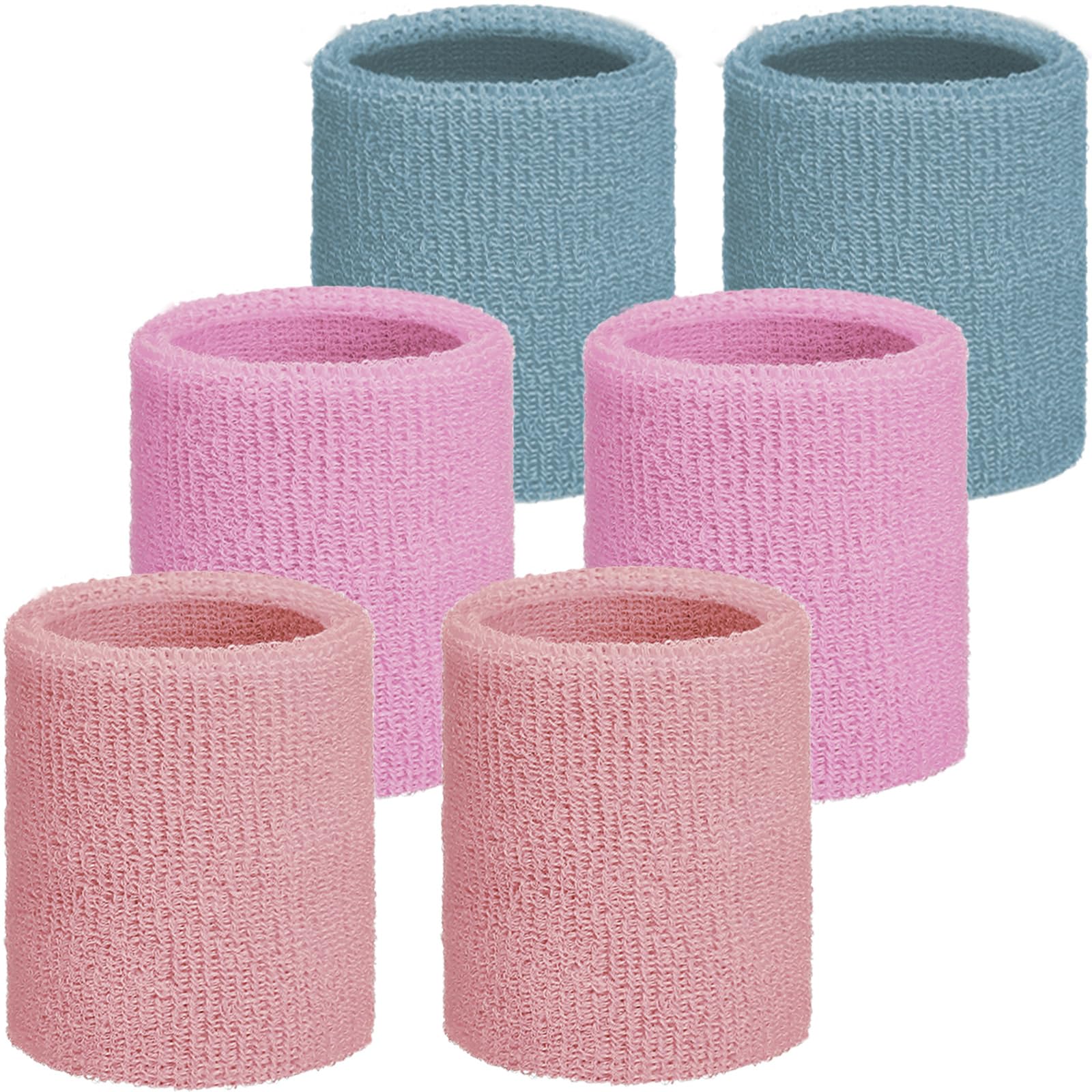 Willbond Wrist Sweatbands, Sports Sweatbands for Competition, Sweat Absorbent, for Basketball, Tennis, Football, Running and Work (Pack of 6)