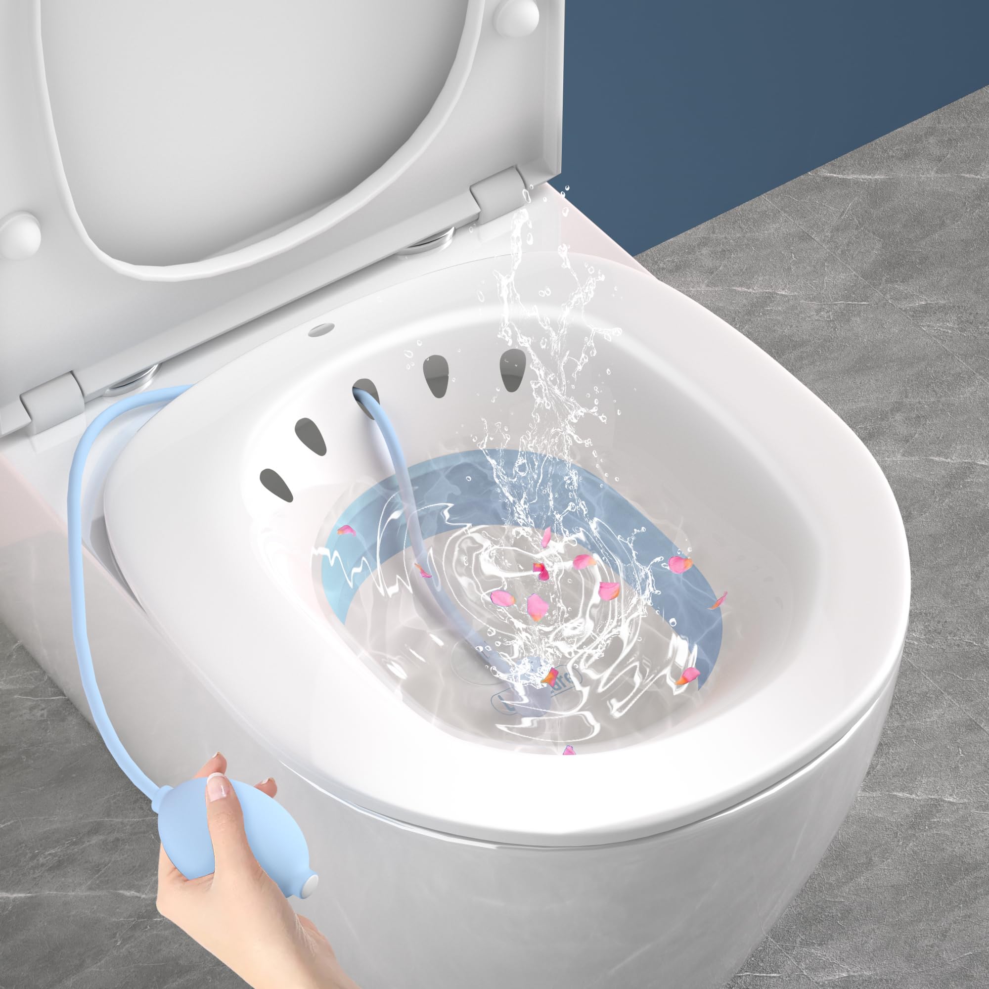LOEXCARE Sitz Bath Tub with Air Pump for Women & Men, Large Capacity Portable Perineal Soaking Basin, Suitable for Postpartum Care, Hemorrhoids Recovery (Tub Seat with Flusher, Blue) (B0CFV4SHPJ) Amazon Price History, Amazon Price Tracker
