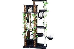 Go Pet Club 62-Inch Cat Tree with Jungle Forest Leaves Collection Luxury Cat