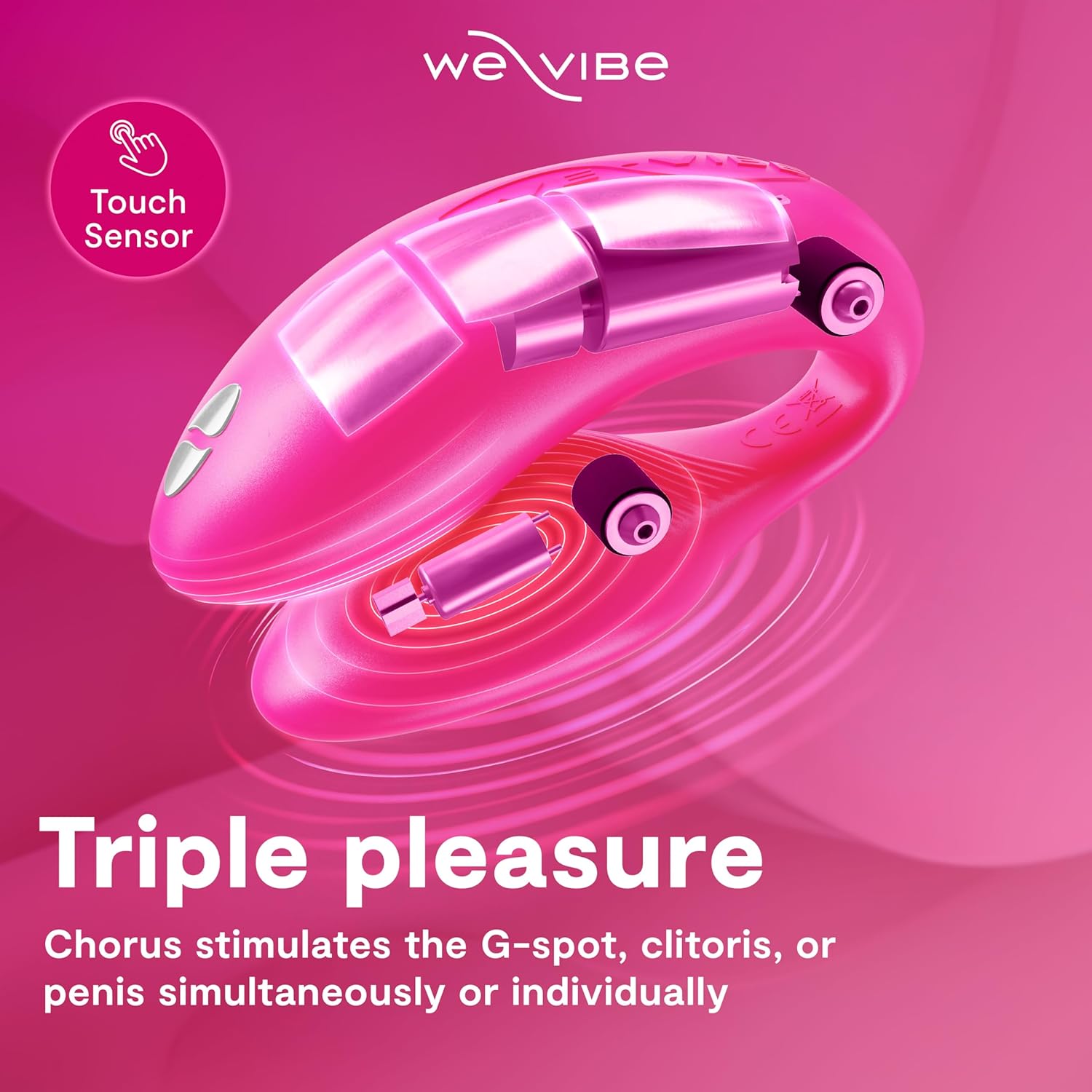 We-Vibe Chorus Vibrating Sex Toys for Couples | Remote Control Vibrator | Wearable App Controlled Adult Toys for Women | G Spot, Clit & Penis Sexual Stimulation Device | Clitoral Couples Gift |Pink