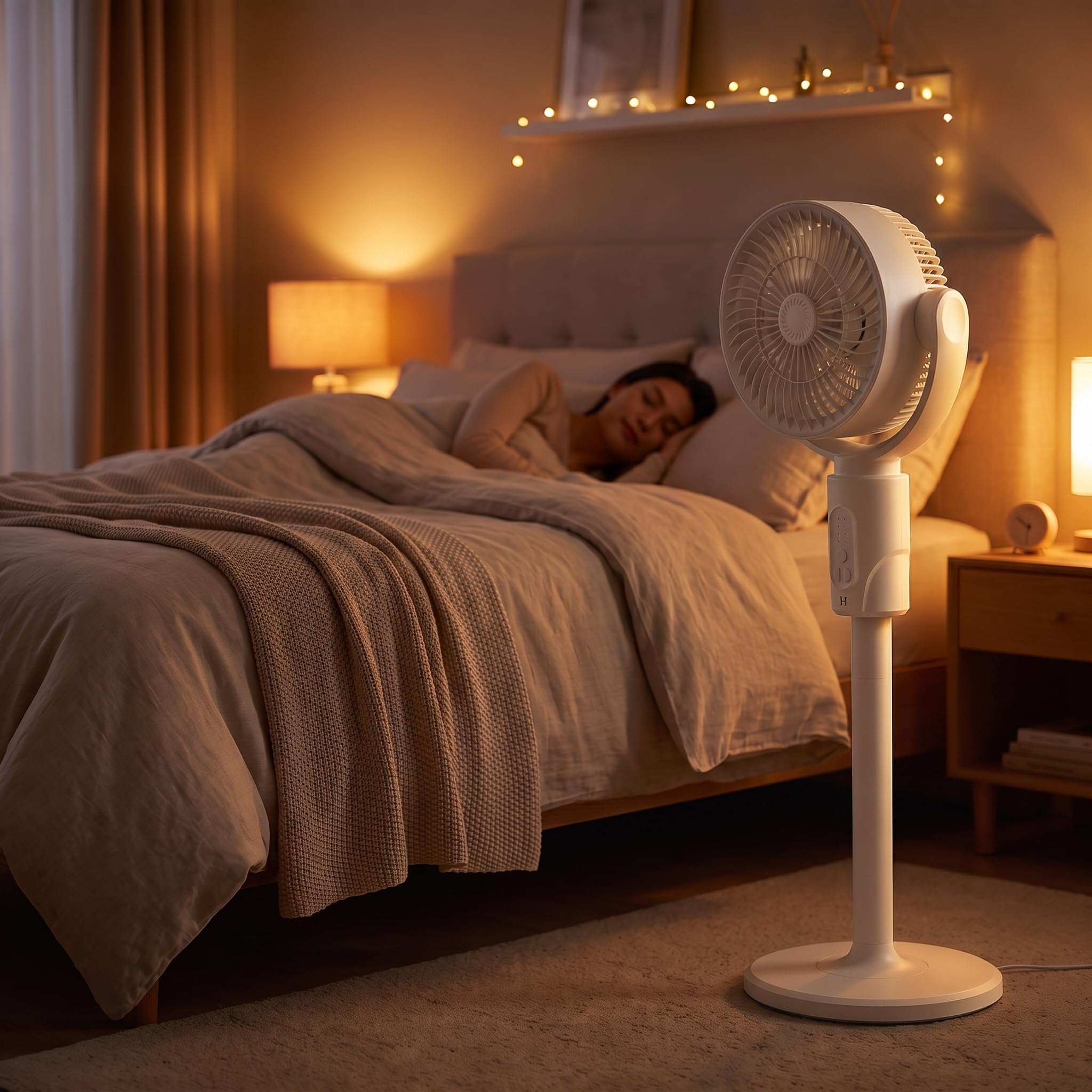 Ventilatore a piedistallo regolabile, circolatore d'aria domestico con telecomando, 430 CFM 5 velocità, oscillazione verticale 180° e orizzontale 90°, 3 altezze regolabili, timer 12H
