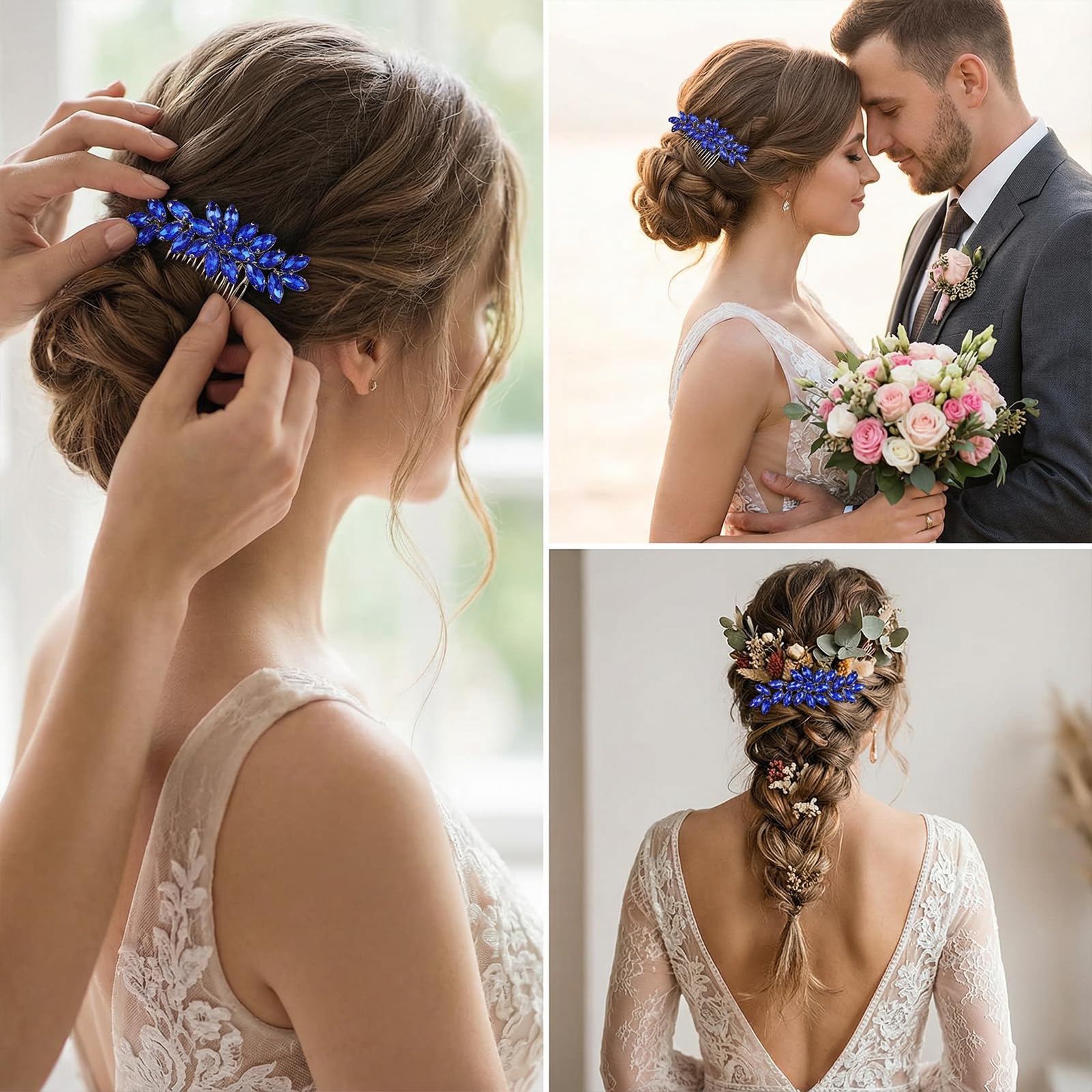 Ymapinc Peineta para el pelo con diamantes de imitación azules para mujer, para bodas, no y exquisita, regalo de cumpleaños para mujeres