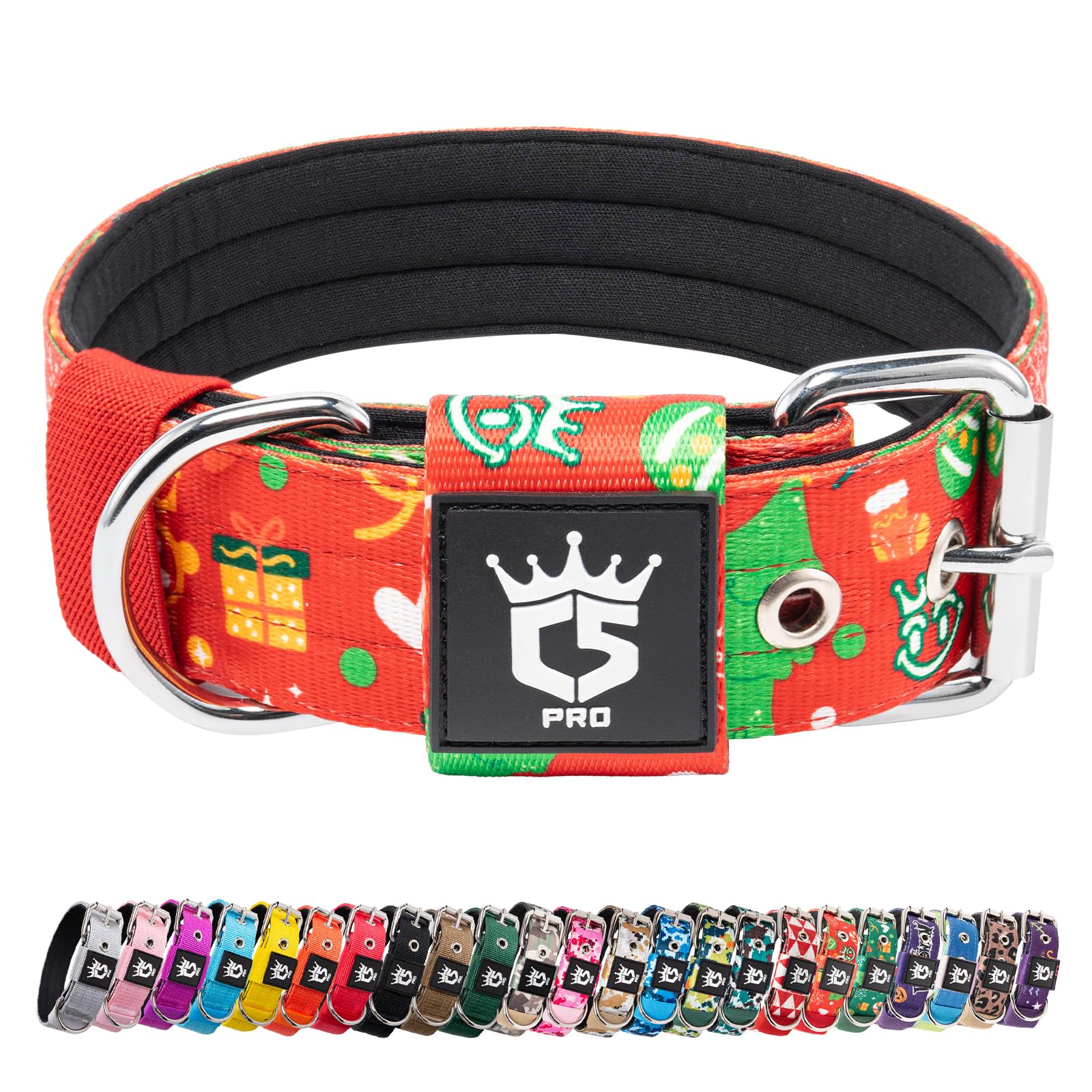 TSPRO Tactical Dog Collar 1.5 Inch Wide Thick Dog Collars with Heavy Duty Metal Buckle, Durable, Strong, Adjustable for Medium to Large Dogs (