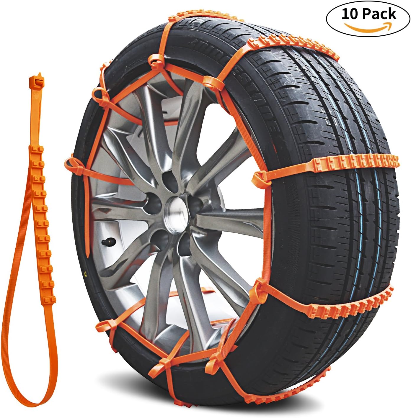 Snow Chains, Emergency Tire chains Tire Chains Adjustable Snow Cable Chains Emergency Chains Fit for Most Car/SUV 10PCS