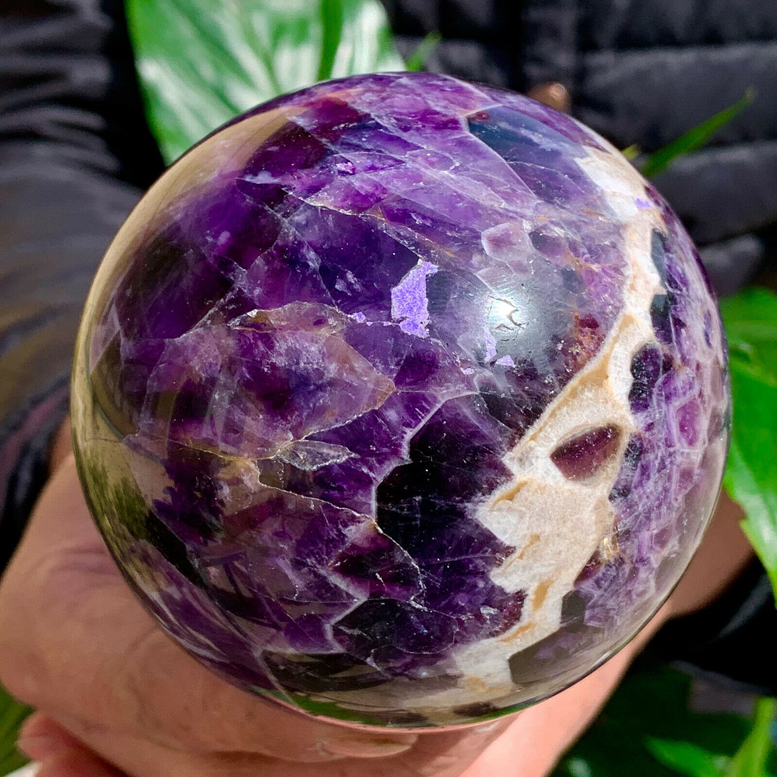 ZTBH Cristal de meditación Natural Esfera de curación de Cristal de Cuarzo, Dream Amathyst Ball, Reiki Decor 1pc Piedra de Cristal (Size : 75-80mm)