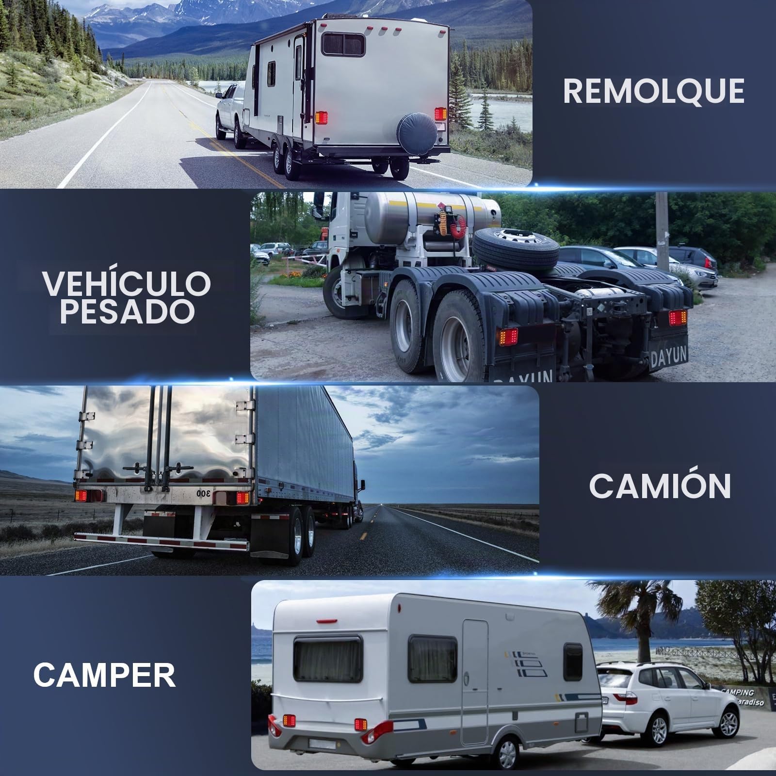 AOHEWEI Kit de Luz Trasera para Remolque LED Lámpara De Freno de Camión Magnético 12V Iluminación Indicadora con Imán, Cable de 7,5m y Enchufe de 7 Pines para Remolque, Caravana o Camión (Type c)