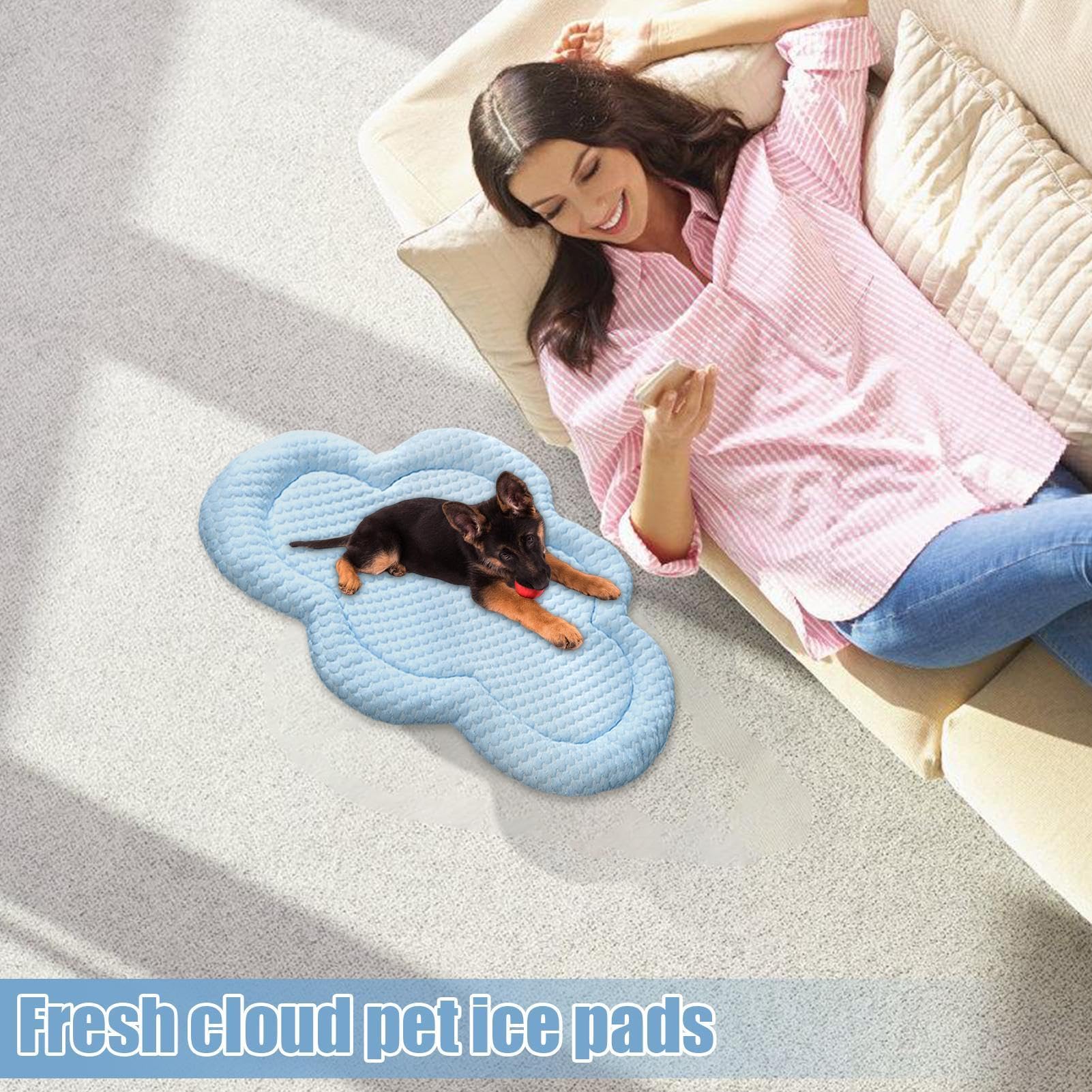 Tapete de enfriamiento para perro, tapete fresco en forma de nube para gatos, suministros para mascotas de y verano para perros pequeños y medianos, tapete portátil para dormir para casa | gatos, suministros para mascotas de y verano para perros pequeños