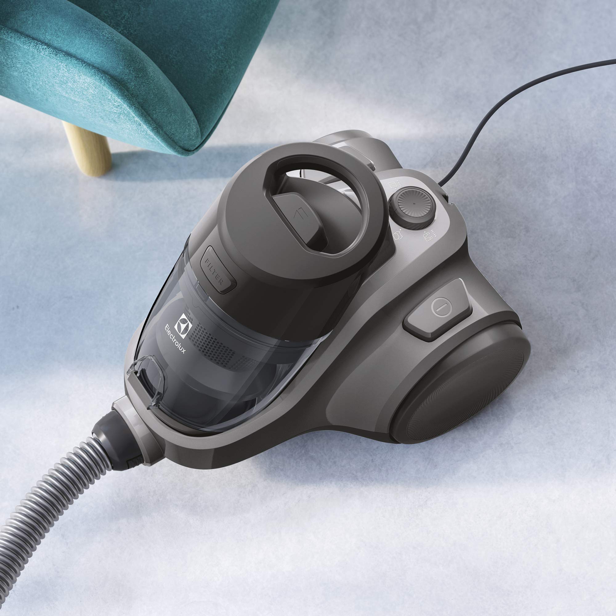 Electrolux Ec41-4T Ease C4 - Aspiradora sin Bolsa, 750 W, 80 decibelios, Acero, Negro, 1,8 litros