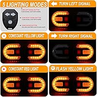 Vista 2 de Luz trasera de bicicleta con señal de giro, luces traseras de bicicleta recargables por USB, luz trasera de bicicleta dividida delantera y trasera