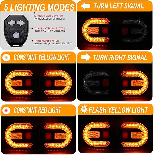 Miniatura 2 de Luz trasera de bicicleta con señal de giro, luces traseras de bicicleta recargables por USB, luz trasera de bicicleta dividida delantera y trasera,