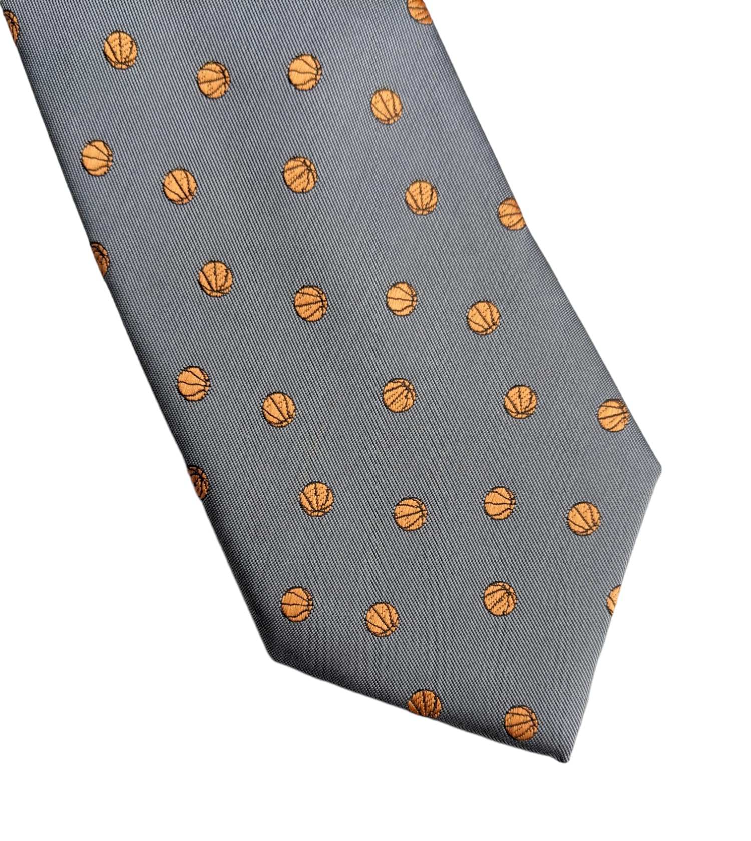 Corbata de baloncesto para hombre, corbata de baloncesto, corbata de baloncesto gris, regalo de baloncesto, regalo de baloncesto para hombre (longitud regular), [Gris, Naranja] 2