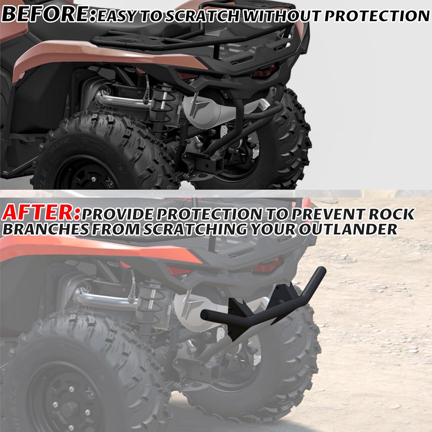 SAUTVS XT Rear Bumper Guard for Can-Am Outlander 500 700 2023-2025, Combined Steel Rear Bumper Bar Protector Rear Brush Guard for Can Am Outlander 500 700 PRO 2023-2025 Accessories, Replace#715004953
