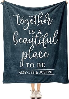 Personalized Couple Blanket “Together is a Beautiful Place to Be” Custom Names Throw, Soft Fleece or Sherpa, Gift for Wife, Girlfriend Anniversary, Wedding, Valentine’s Day, Home Décor
