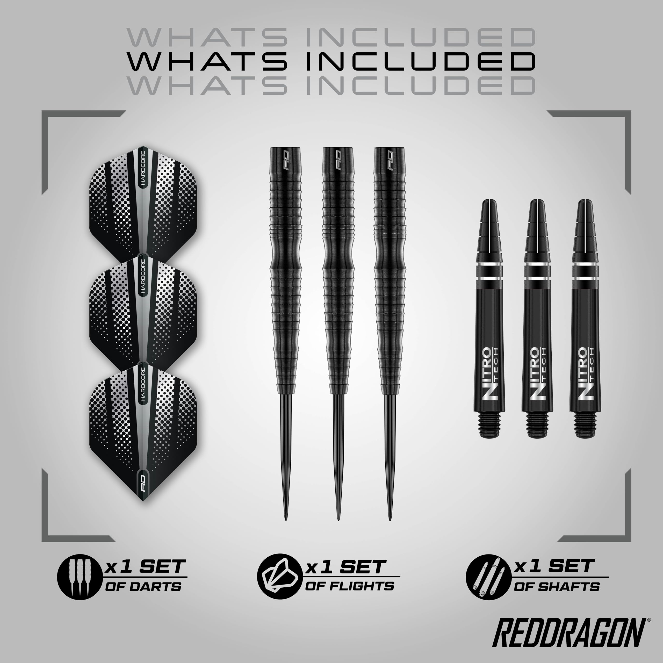 RED DRAGON Razor Edge Extreme 24 Gram profesjonalny zestaw rzutek wolframowych z lotkami i łodygami