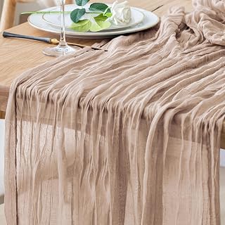 Table Runner Cheesecloth 10FT Nude Pink Boho Gauze Cheese Cloth Rustic Sheer Table Runners for Wedding Birthday Bridal Baby Shower Party Decoration