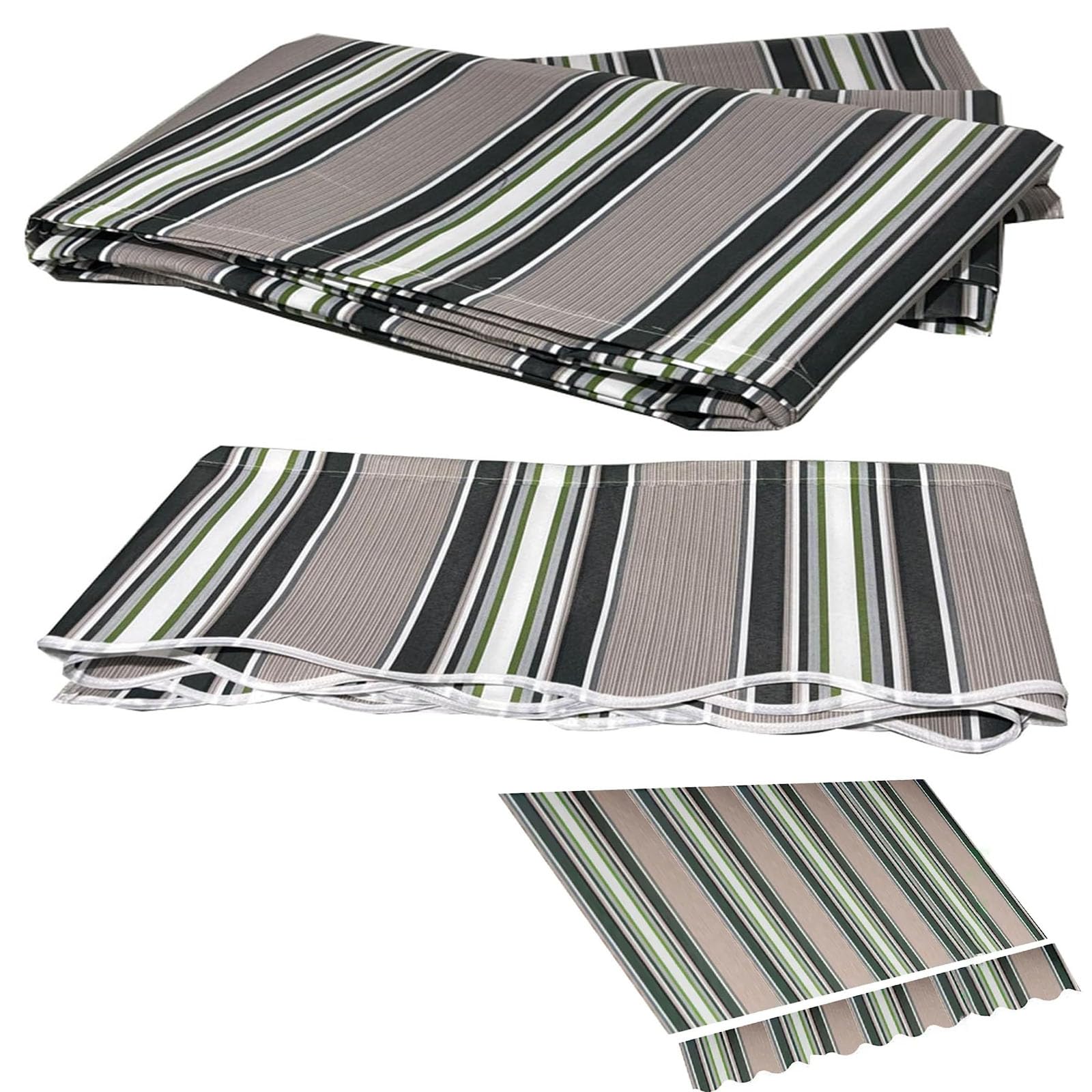 Toldo retráctil de repuesto de 2,5x2 m con tela de poliéster de 280g/m² de rayas múltiples
