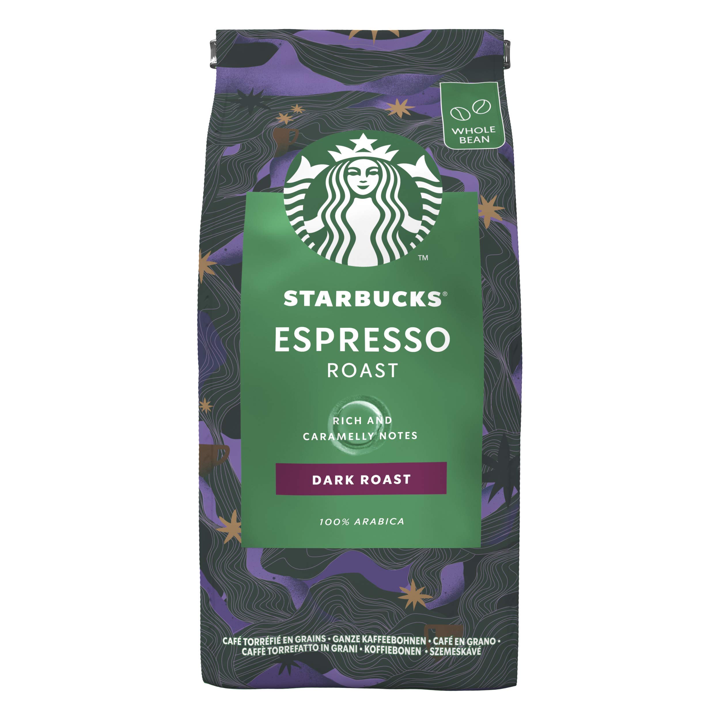 STARBUCKS Espresso Roast Ganze Kaffeebohnen, Dunkle Röstung (6 x 200g) & Caffe Verona Filterkaffee, Röstkaffee gemahlen, Dunkle Röstung (6 x 200g)