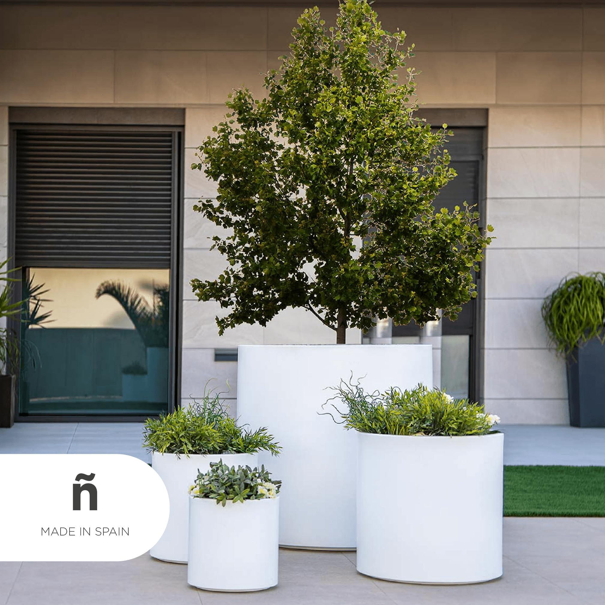 newgarden vaso rotondo bronzo 40 x 40 cm, fioriera per esterno e interno, terrazza, giardino e piscina – Hortensia 40