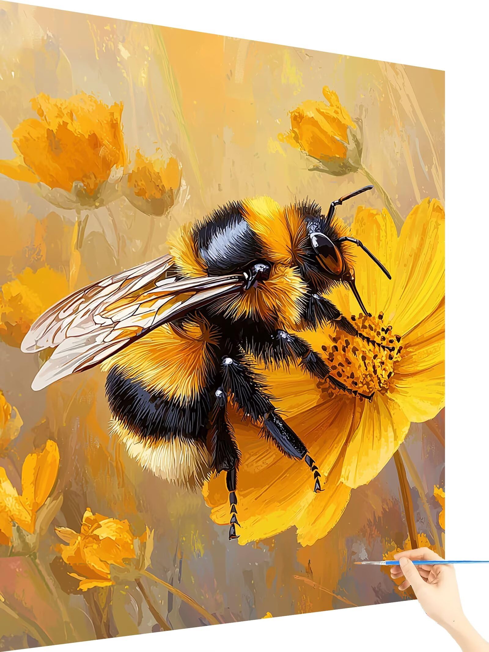 Flower Paint by Numbers for Adults Bee Painting by Numbers for Children Beginners, Cheerful Painting Art Kits for Adults, DIY Acrylic Paints Drawing Paintwork on Canvas Mothers Day Gifts 70x90cm N-88