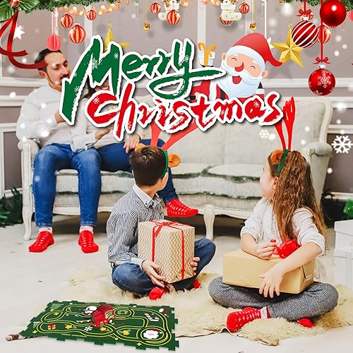 Miniatura 6 de Juego de rompecabezas educativo para niños, serie de Navidad, ensamblaje de bricolaje con carril para niños a partir de 3 años (13 piezas)