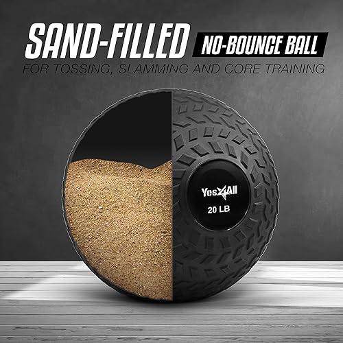 Miniatura 9 de Yes4All Slam Ball, pelota medicinal de 10 a 40 libras, bolas de PVC duraderas con peso dinámico para entrenamiento y fortalecimiento del núcleo