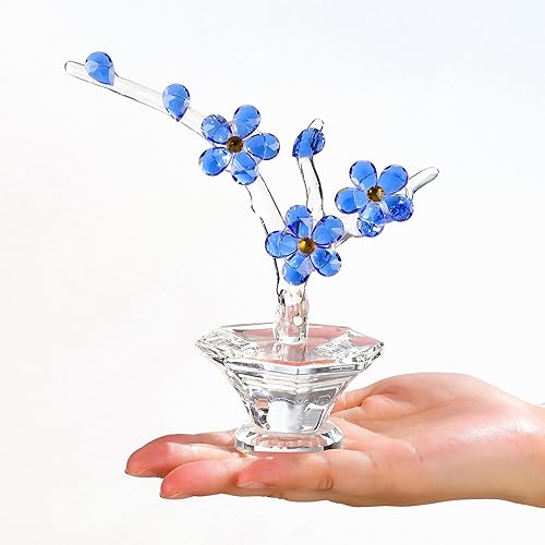 Miniatura 8 de Flores de cereza en cristal púrpura con tallos - Flores de vidrio con jarrones, regalos de cereza japonesa para esposa, novia, mujeres - Decoración